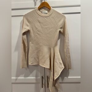 3.1 Phillip Lim Cream Asymmetrical Ribbed Sweater XS